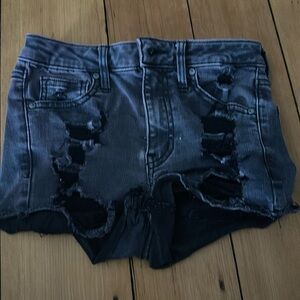 black jean shorts